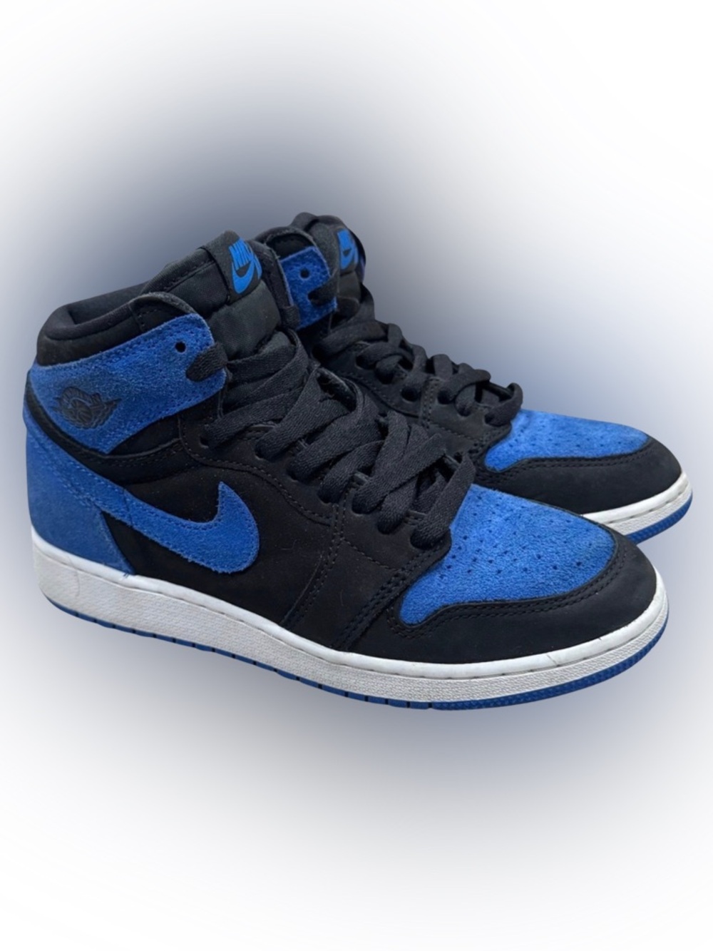 Nike Air Jordan 1 Mid Black Blue Sneakers 5.5Y Women’s 7 Like New